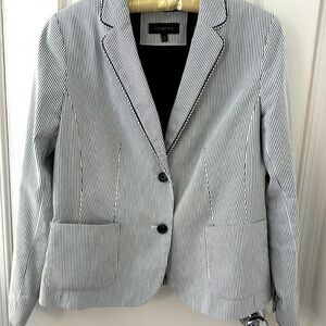 Talbots blue and white suit seersucker jacket size 10